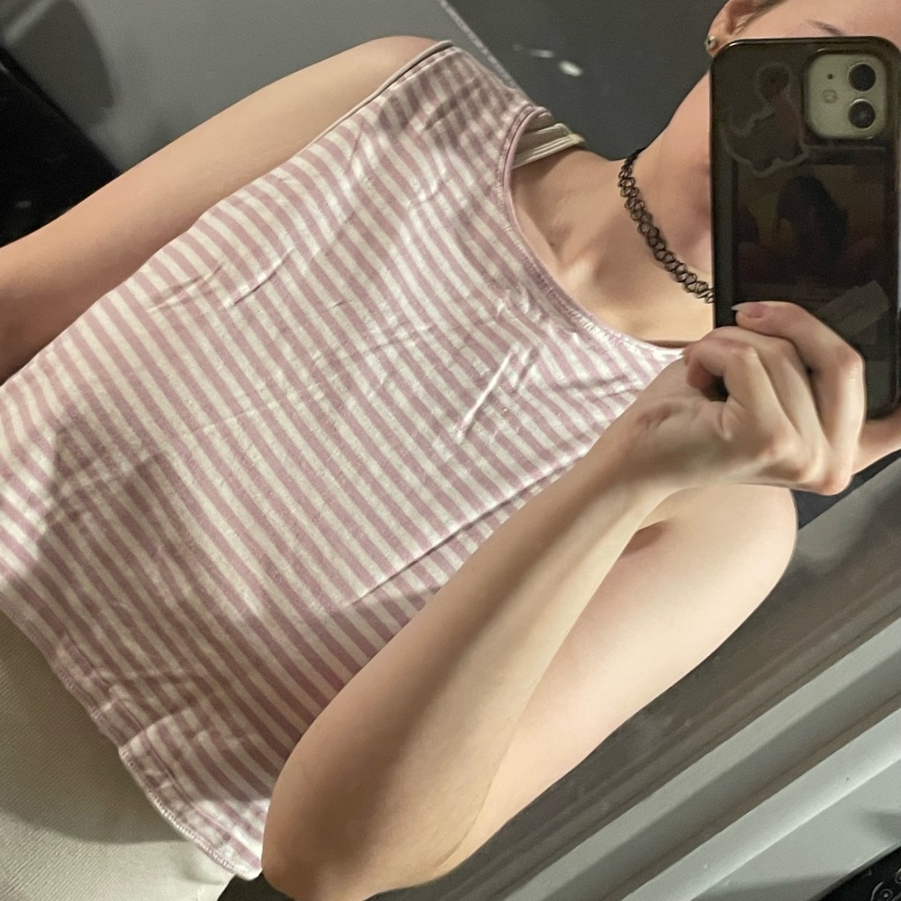 purple stripped cropped tank